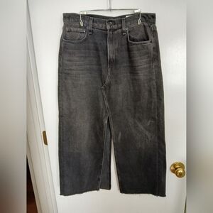 Rag & bone Charcoal Denim Front And Back Slit Skirt, Size 28